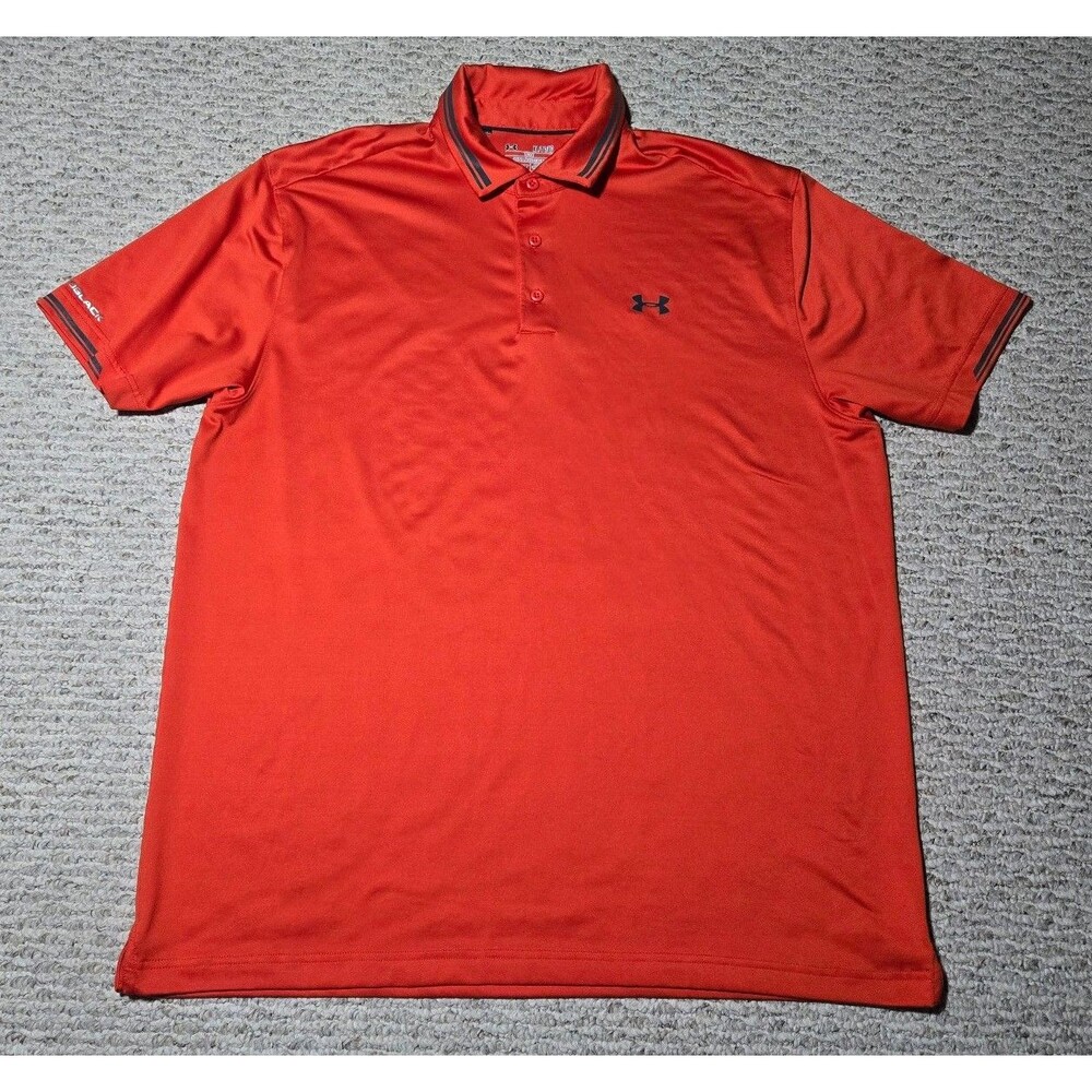 Under Armour Men's coldblack Golf Dress Polo Loose Shirt Orange Gray Men's XL